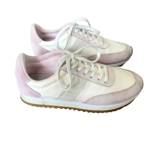 JCrew Runner Sneakers Trainers Shoes Womens Gray Pink Lace Up Colorblock  BA972